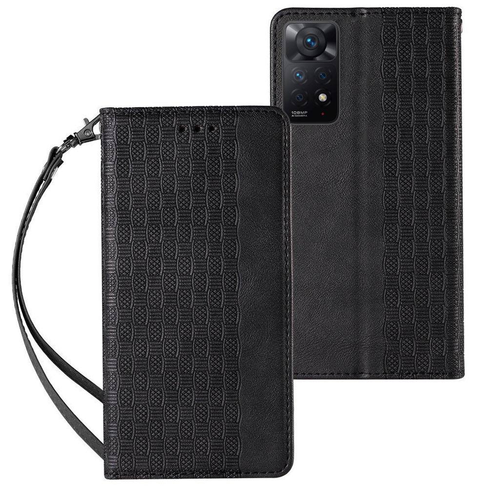 Magnet Strap Wallet Case with Mini Lanyard Θήκη Πορτοφόλι Black (Xiaomi Redmi Note 11 Pro 4G / 11 Pro 5G / 12 Pro 4G)