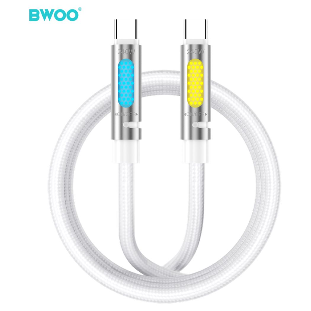 BWOO X325C-C Fast Charging Data Scented Cable with RGB Lighting 240W PD Καλώδιο Φόρτισης Type-C to Type-C 1.2m White - MT82768