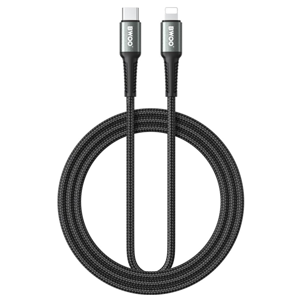 BWOO Braided Fast Charging Data Cable PD 27W Καλώδιο Φόρτισης Type-C to Lightning 3m Black - MT82760