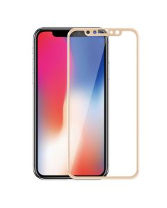 Silk-screen 3D Arc Tempered Glass Full Screen Protector with Gold Frame (iPhone X)