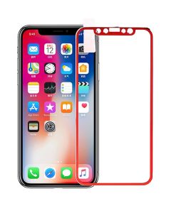 Silk-screen 3D Arc Tempered Glass Full Screen Protector with Red Frame (iPhone X / Xs / 11 Pro)