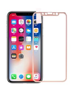 Silk-screen 3D Arc Tempered Glass Full Screen Protector with Rose Gold Frame (iPhone X / Xs / 11 Pro)
