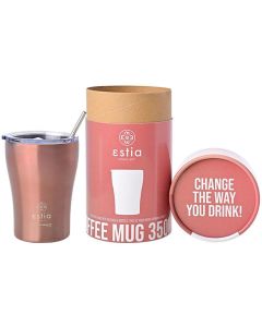 Estia Coffee Mug Save The Aegean Stainless Steel 350ml (01-12489) Ισοθερμικό Ποτήρι με Καλαμάκι - Rose Gold