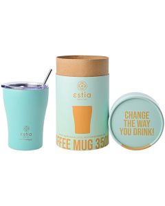 Estia Coffee Mug Save The Aegean Stainless Steel 350ml (01-12106) Ισοθερμικό Ποτήρι με Καλαμάκι - Bermuda Green