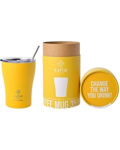Estia Coffee Mug Save The Aegean Stainless Steel 350ml (01-12458) Ισοθερμικό Ποτήρι με Καλαμάκι - Pineapple Yellow