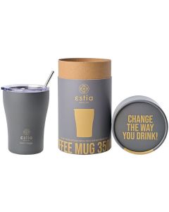 Estia Coffee Mug Save The Aegean Stainless Steel 350ml (01-12441) Ισοθερμικό Ποτήρι με Καλαμάκι - Fjord Grey