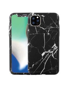 360 Full Cover Marble Case & Tempered Glass - No.13 Black (iPhone 11 Pro)