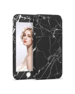360 Full Cover Marble Case & Tempered Glass - No.13 Black (iPhone 6 Plus / 6s Plus)