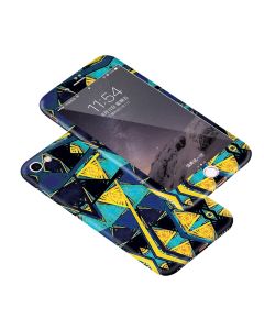 360 Full Cover Marble Case & Tempered Glass - No.25 Black / Yellow / Blue (iPhone 6 Plus / 6s Plus)