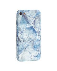 360 Full Cover Marble Case & Tempered Glass - No.4 Blue (iPhone 7 / 8 / SE 2020 / 2022)