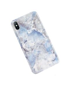 360 Full Cover Marble Case & Tempered Glass - No.4 Blue (iPhone Xs Max)
