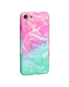 360 Full Cover Marble Case & Tempered Glass - No.6 Green / Pink (iPhone 7 / 8 / SE 2020 / 2022)