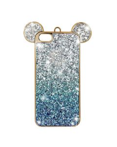 3D Mouse Ears Strass Soft Case - Gold / Blue (iPhone 7 / 8 / SE 2020 / 2022)