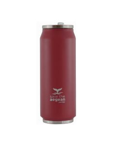 Estia Travel Cup Save The Aegean Stainless Steel 500ml Ισοθερμικό Ποτήρι - Red Matte