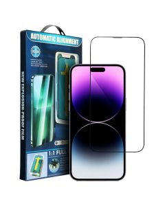 5D Full Glue Full Face Tempered Glass 9H + Applicator Αντιχαρακτικό Γυαλί Black (iPhone 15 Plus)