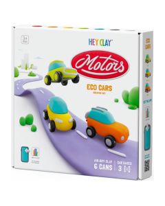 Hey Clay Motors Πολύχρωμος Πηλός - Eco Cars Set