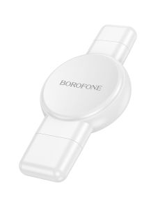 Borofone BQ31 Portable Wireless Induction Charger for Apple Watch 1-9, SE/SE2, Samsung Ultra/Ultra2 - White