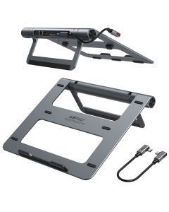 Acefast Multifunctional Type-C Laptop Stand with Removable Hub 2x USB 3.2 / TF / HDMI / RJ45 / PD 3.0 100W - Space Grey