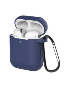 Silicone Airpods 1/2 Case with Keychain Carabiner Θήκη Σιλικόνης για Airpods 1/2 - Navy Blue
