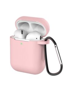 Silicone Airpods 1/2 Case with Keychain Carabiner Θήκη Σιλικόνης για Airpods 1/2 - Pink
