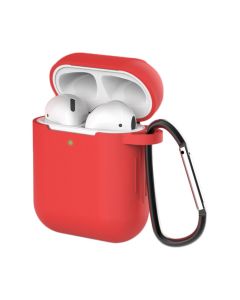 Silicone Airpods 1/2 Case with Keychain Carabiner Θήκη Σιλικόνης για Airpods 1/2 - Red