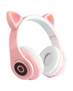 Bluetooth Wireless Headphones B39 LED RGB Ασύρματα Στερεοφωνικά Ακουστικά Cat Ears Pink - MT82814