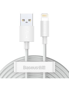 Baseus Simple Wisdom Data Cable Kit 2.4A (TZCALZJ-02) Καλώδιο Φόρτισης USB to Lightning 1.5m (2Pcs) White