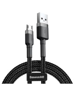 Baseus Cafule Braided Καλώδιο Φόρτισης (CAMKLF-BG1) 2.4A Micro USB 1m Black / Grey