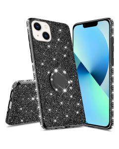 Diamond Ring Case με Electro Bumper και Glitter - Black (iPhone 13)