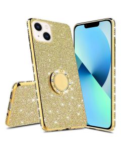 Diamond Ring Case με Electro Bumper και Glitter - Gold (iPhone 13)