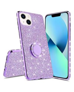 Diamond Ring Case με Electro Bumper και Glitter - Purple (iPhone 13 Mini)