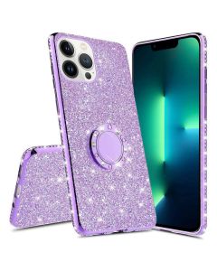 Diamond Ring Case με Electro Bumper και Glitter - Purple (iPhone 13 Pro)