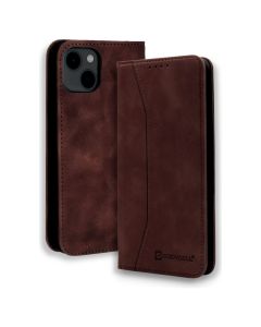 Bodycell PU Leather Book Case Θήκη Πορτοφόλι με Stand - Dark Brown (iPhone 13 Pro)