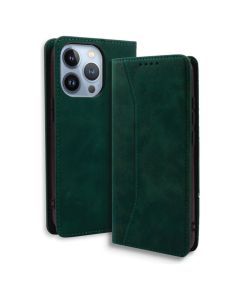 Bodycell PU Leather Book Case Θήκη Πορτοφόλι με Stand - Green (iPhone 13 Pro)