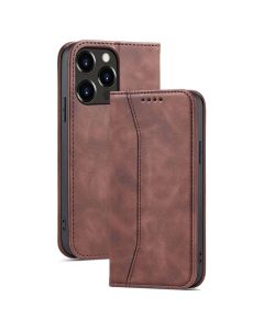 Bodycell PU Leather Book Case Θήκη Πορτοφόλι με Stand - Dark Brown (iPhone 13)