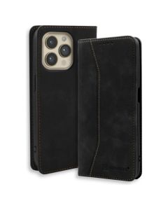 Bodycell PU Leather Book Case Θήκη Πορτοφόλι με Stand - Black (iPhone 14 Pro Max)