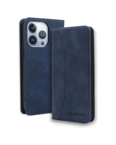 Bodycell PU Leather Book Case Θήκη Πορτοφόλι με Stand - Blue (iPhone 14 Pro Max)