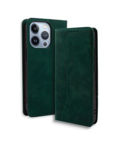 Bodycell PU Leather Book Case Θήκη Πορτοφόλι με Stand - Green (iPhone 14 Pro Max)