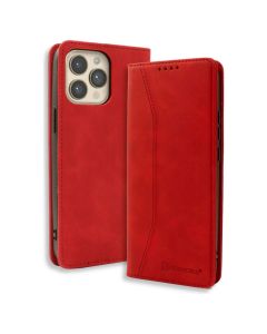 Bodycell PU Leather Book Case Θήκη Πορτοφόλι με Stand - Red (iPhone 14 Pro Max)
