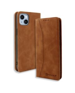 Bodycell PU Leather Book Case Θήκη Πορτοφόλι με Stand - Brown (iPhone 14)