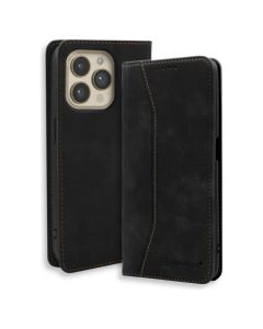 Bodycell PU Leather Book Case Θήκη Πορτοφόλι με Stand - Black (iPhone 15 Pro)