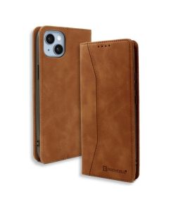 Bodycell PU Leather Book Case Θήκη Πορτοφόλι με Stand - Brown (iPhone 15)