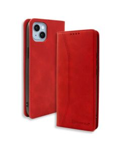 Bodycell PU Leather Book Case Θήκη Πορτοφόλι με Stand - Red (iPhone 15 Plus)