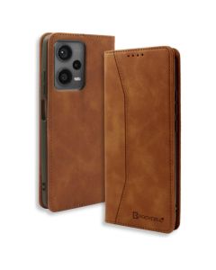 Bodycell PU Leather Book Case Θήκη Πορτοφόλι με Stand - Brown (Xiaomi Redmi Note 12 5G / Poco X5 5G)