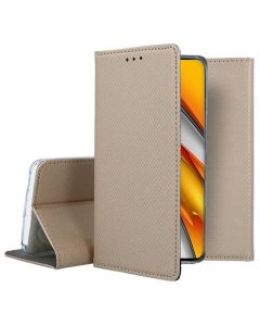 Forcell Smart Book Case με Δυνατότητα Stand Θήκη Πορτοφόλι Gold (Xiaomi Poco F3 5G / Mi 11i)