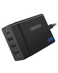 Choetech Charger 3x USB / 1X USB Type-C 60W PD (PD72-1C3U) Αντάπτορας Φόρτισης - Black