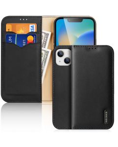 DUX DUCIS Hivo Leather RFID Wallet Case Δερμάτινη Θήκη Πορτοφόλι με Stand - Black (iPhone 14 Plus)
