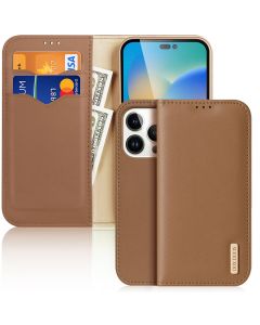 DUX DUCIS Hivo Leather Wallet Case Δερμάτινη Θήκη Πορτοφόλι με Stand - Brown (iPhone 14 Pro)