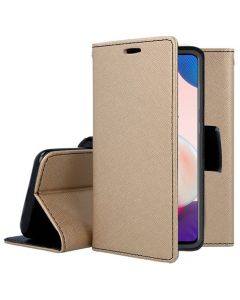 Tel1 Fancy Diary Case Θήκη Πορτοφόλι με δυνατότητα Stand Gold / Black (Samsung Galaxy A72 4G / 5G)