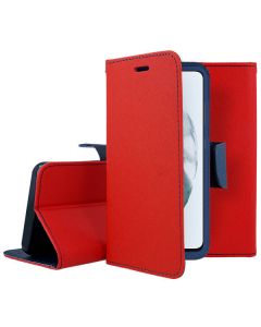 Tel1 Fancy Diary Case Θήκη Πορτοφόλι με δυνατότητα Stand Red / Navy (Samsung Galaxy S21 FE 5G)